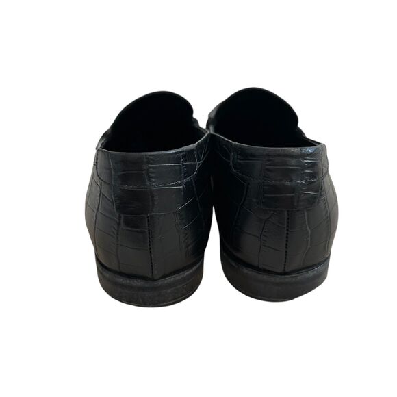Jenni Kayne Crocodile Embossed Loafers Black Size 37 / US 6.5-7 - Picture 3 of 12
